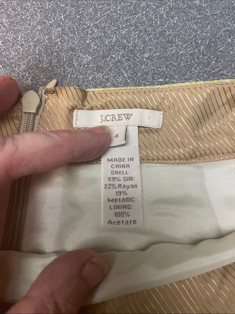 J. Crew Metallic Beige Pencil Skirt